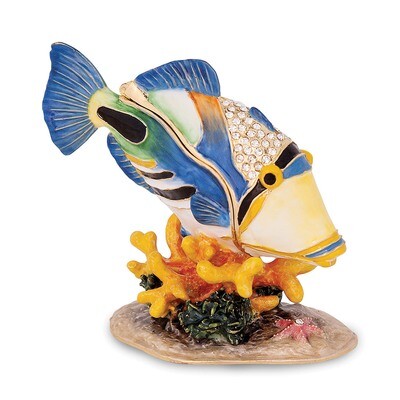 Large Huma Huma Fish Trinket Box Enamel on Pewter by Jere, MPN: BJ4001, 191101679476