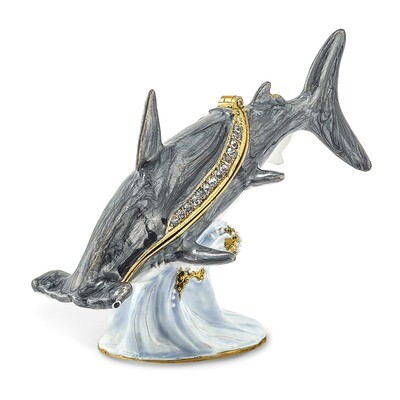 Hammer Head Shark Trinket Box Enamel on Pewter by Jere, MPN: BJ4003, 191101909849