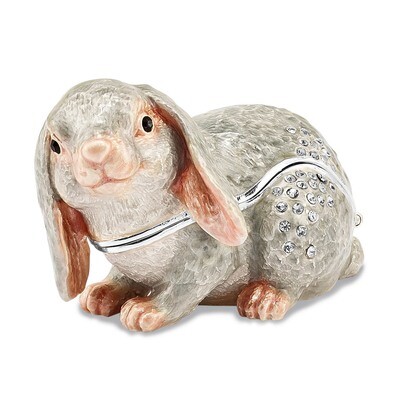 Floppy Earred Bunny Trinket Box Crystal Enameled on Pewter by Jere, MPN: BJ4012, 191101909948