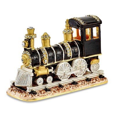 Train Trinket Box Crystal Enameled on Pewter by Jere, MPN: BJ4015, 191101909962