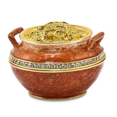 Pot of Gold Trinket Box Crystal Enameled on Pewter by Jere, MPN: BJ4018, 191101909993