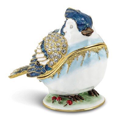 Bluejay Trinket Box Crystal Enameled on Pewter by Jere, MPN: BJ4025, 191101910036