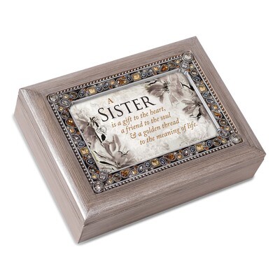 Sister Music Box Jeweled Woodgrain Resin GM18585, MPN: GM18585, 633303821128