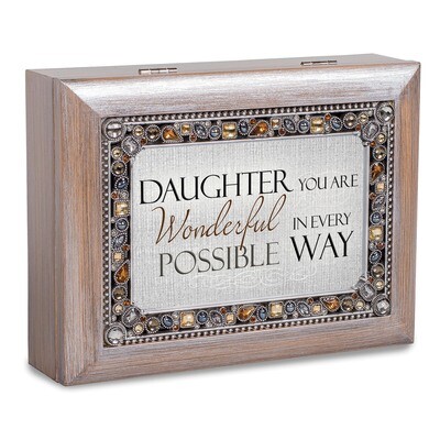 Daughter Music Box Jeweled Woodgrain Resin GM18589, MPN: GM18589, 633303847289
