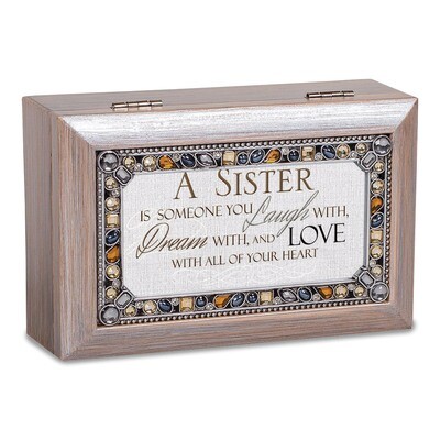 Sister Music Box Jeweled Woodgrain Resin GM18594, MPN: GM18594, 633303294052