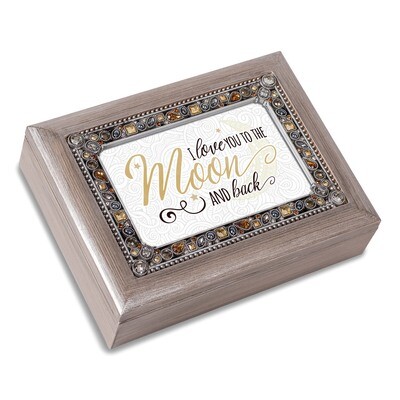 Resin Moon &amp; Back Jeweled Music Box Silver-tone GM18625, MPN: GM18625, 633303824648