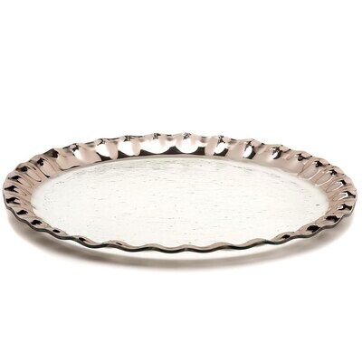Annieglass Ruffle Giant Round Platter Platinum P237, MPN: P237, UPC: