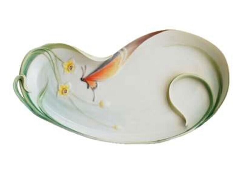 Franz Porcelain "Papillon" Butterfly Design Sculptured Porcelain Ornamental Platter FZ00659