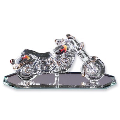 Motorcycle with Flames Glass Figurine GL3772, MPN: GL3772, 708873014475