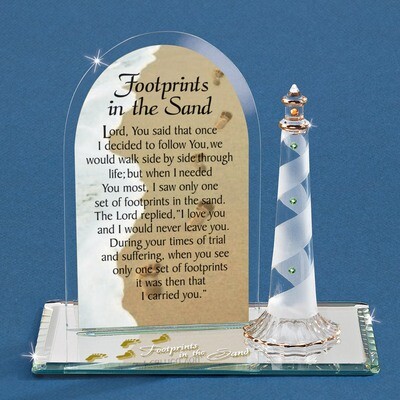 Footprints In The Sand Glass Figurine GM6682, MPN: GM6682, 708873023804