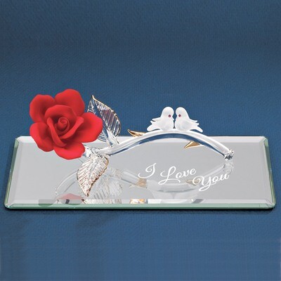 I Love You Red Rose with Doves Glass Figurine GP6044, MPN: GP6044, 708873020520