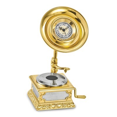 Gramophone Desk Clock Gold-tone GM16858, MPN: GM16858, 788089051037
