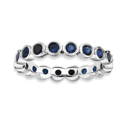 Created Sapphire Ring - Sterling Silver QSK394, MPN: QSK394, 886774001692