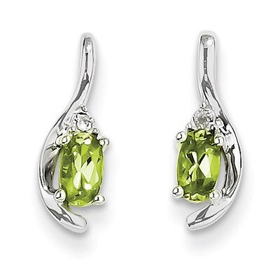 Peridot Diamond Earring 14k White Gold Genuine XBS394, MPN: XBS394, 883957374383