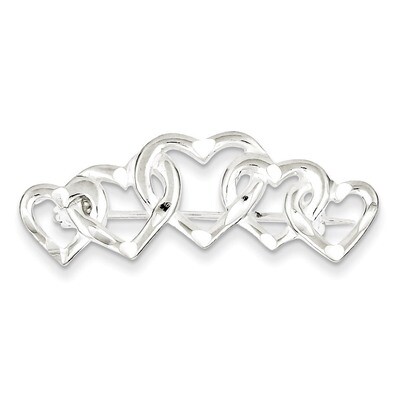 Finish Diamond Cut Five Heart Pin Sterling Silver Satin QP394, MPN: QP394, 883957576572