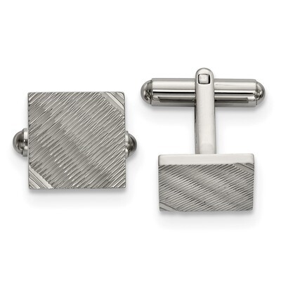 Textured Square Cufflinks Stainless Steel Polished SRC394 by Chisel, MPN: SRC394, 191101853906