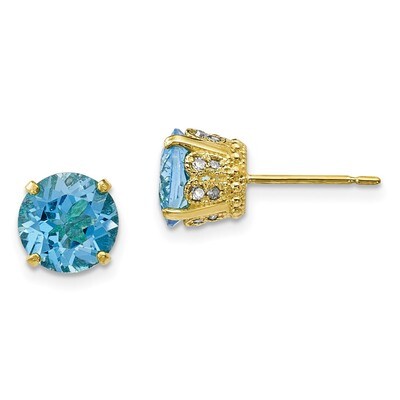 Diamond Sky Blue Topaz Post Earrings 10k Polished Gold 10YC394BT, MPN: 10YC394BT,