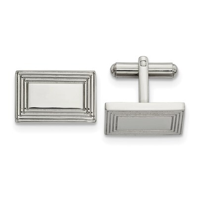 Rectangular Cufflinks Stainless Steel Polished SRC366 by Chisel, MPN: SRC366, 191101017131