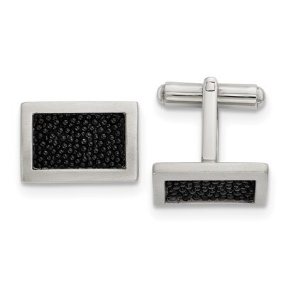 Stingray Leather Cufflinks Stainless Steel Brushed SRC372 by Chisel, MPN: SRC372, 191101017230