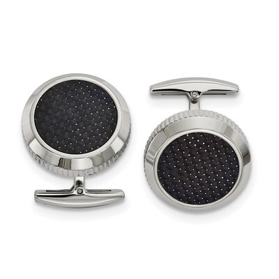 Black Carbon Fiber Inlay Cufflinks Stainless Steel Polished SRC375 by Chisel, MPN: SRC375, 19110101…