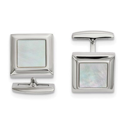 Mother of Pearl Square Cufflinks Stainless Steel Polished SRC379 by Chisel, MPN: SRC379, 1911010172…