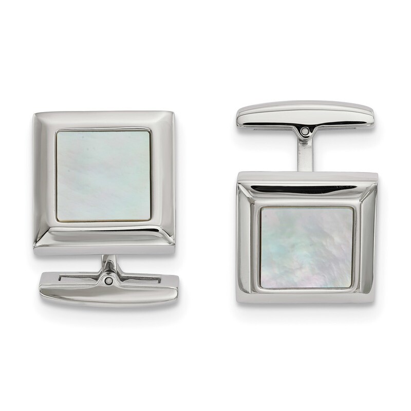 Mother of Pearl Square Cufflinks Stainless Steel Polished SRC379 by Chisel, MPN: SRC379, 1911010172…