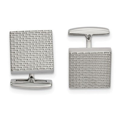 Textured Square Cufflinks Stainless Steel Polished SRC381 by Chisel, MPN: SRC381, 191101017148