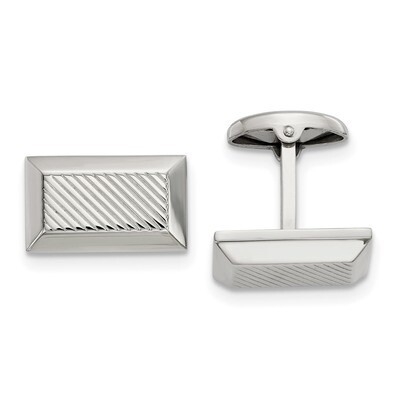 Textured Rectangle Cufflinks Stainless Steel Polished SRC382 by Chisel, MPN: SRC382, 191101017261