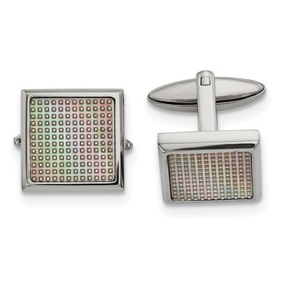 Rainbow Textured Square Cufflinks Stainless Steel Polished SRC383 by Chisel, MPN: SRC383, 191101017…