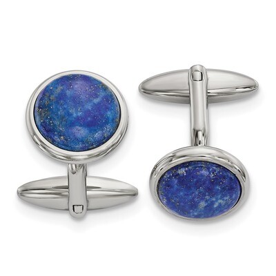 Lapis Cufflinks Stainless Steel Polished SRC389 by Chisel, MPN: SRC389, 191101854156