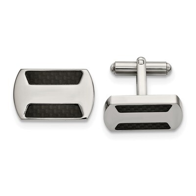 Black Carbon Fiber Inlay Cufflinks Stainless Steel Polished SRC395 by Chisel, MPN: SRC395, 19110185…