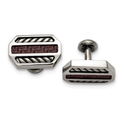 Edward Mirell Stainless Steel Marsala Carbon Fiber Cufflinks by Edward Mirell, MPN: EMC123,