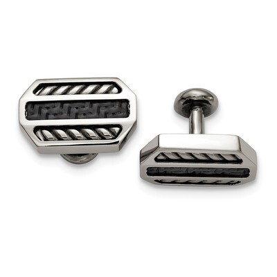 Edward Mirell Stainless Steel Black Carbon Fiber Cufflinks by Edward Mirell, MPN: EMC125,