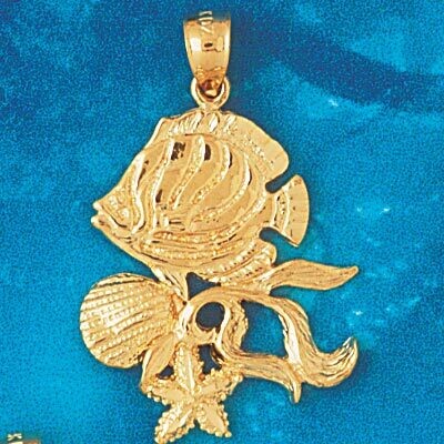 Dazzlers Jewelry Angelfish Goldfish Fish Pendant Necklace Charm Bracelet in Yellow, White or Rose G…