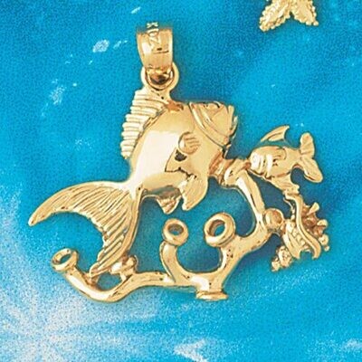 Dazzlers Jewelry Angelfish Goldfish Fish Pendant Necklace Charm Bracelet in Yellow, White or Rose G…