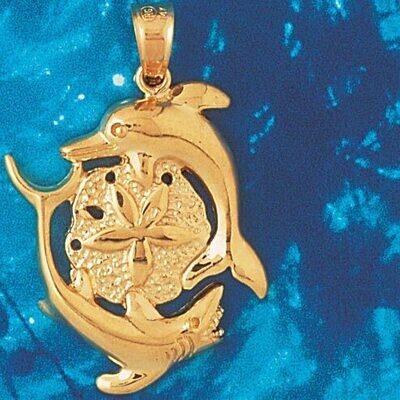 Dazzlers Jewelry Dolphin Pendant Necklace Charm Bracelet in Yellow, White or Rose Gold 729, MPN: DZ…