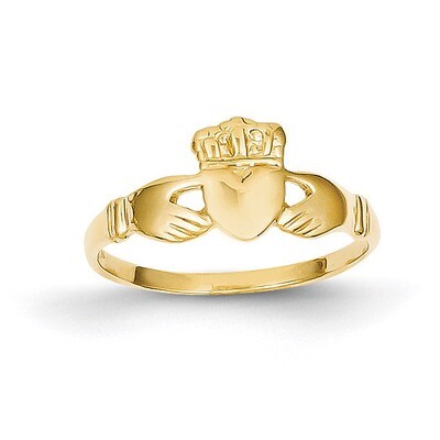 Ladies Claddagh Ring 14k Gold Polished D1875, MPN: D1875, 637218002603