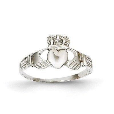 Ladies Claddagh Ring 14k White Gold D3109, MPN: D3109, 637218136797