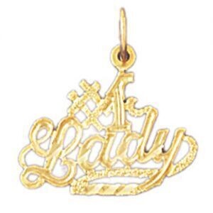 Dazzlers Jewelry Number One Lady Pendant Necklace Charm Bracelet in Yellow, White or Rose Gold 1014…