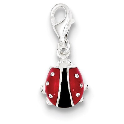Enameled Lady Bug Charm Sterling Silver QC7533, MPN: QC7533, 883957579337