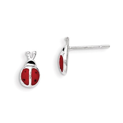Enamel Lady Bug Post Earrings Sterling Silver QE8641, MPN: QE8641, 886774558172