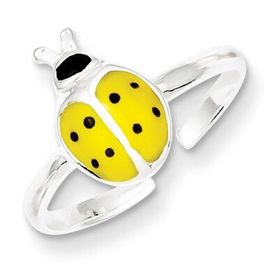 Polished Lady Bug Toe Ring Sterling Silver Enameled QR2691, MPN: QR2691, 883957244297