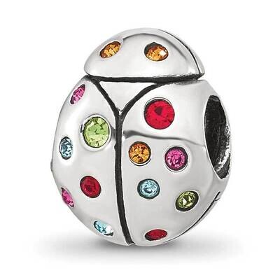 Multi-color CZ Lady Bug Bead Sterling Silver QRS4288, MPN: QRS4288,
