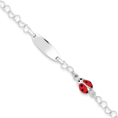 Polished Lady Bug Baby Engravable ID Bracelet Sterling Silver QID172-6, MPN: QID172-6, 886774558264