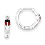 Enameled Lady Bug Hoop Earrings Sterling Silver Rhodium-plated QE8526, MPN: QE8526, 883957548821