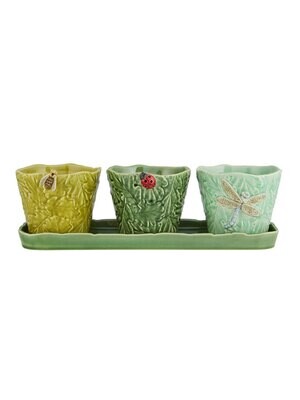 Bordallo Pinheiro Pinheiro Garden of Insects Set of Vases with flying bugs Decorated 65019406, MPN:…