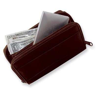 Ladies Brown Leather Zip Clutch GP2039, MPN: GP2039, 191101857522