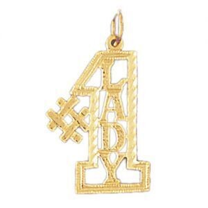 Dazzlers Jewelry Number One Lady Pendant Necklace Charm Bracelet in Yellow, White or Rose Gold 1012…