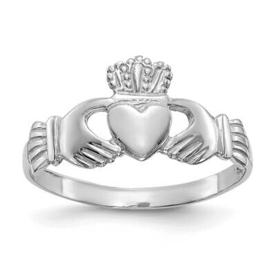 Ladies Claddagh Ring 10k White Gold 10D3107, MPN: 10D3107, 191101728518