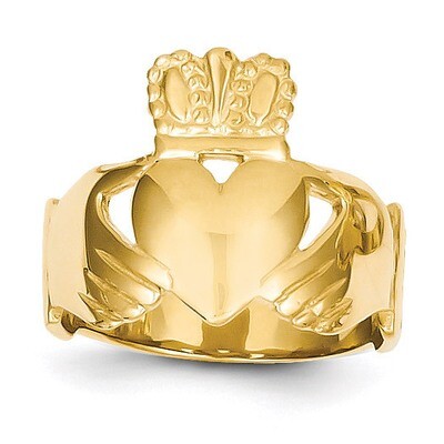 Ladies Claddagh Ring 14k Gold Polished D1865, MPN: D1865, 637218130337
